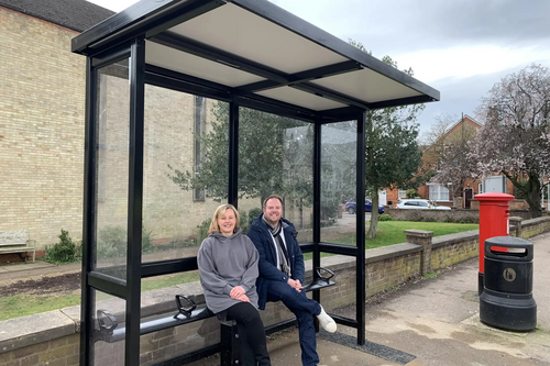 Hilde Hendrickx and Tom Pattinson at Goldington Road Bus Stop