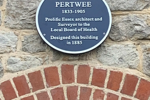 Charles Pertwee blue plaque close up