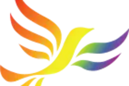 Rainbow shaded Liberal Democrat Bird of Liberty Logo