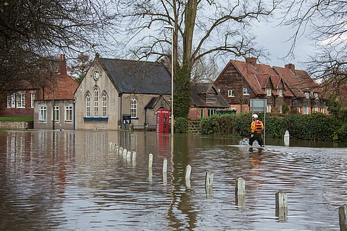 Flooding in a village