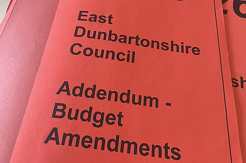 A picture of East Dunbartonshire budget amendment folder.