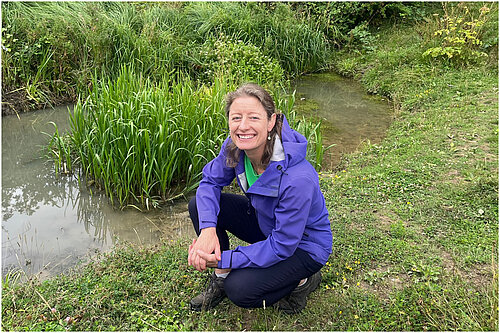 Helen Maguire at Water Voles release at Chamber Mead