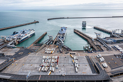 A shipping port.