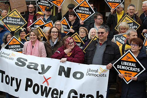 Alison Bennett and fellow Liberal Democrats are campaigning against election cancellations.