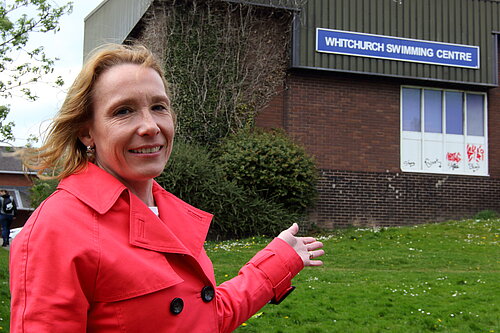 Helen Morgan outside Whitchurch Pool