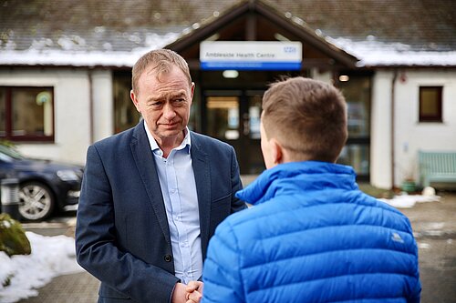 Tim outside Ambleside GP surgery