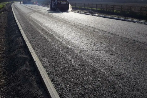 Works on a resurfaced road