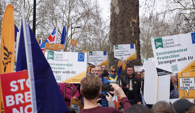 Image courtesy of Kevin Daws Ed Davey speaking at Lib Dem Rally - Stop Brexit March