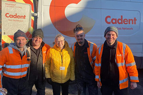 Cllr Penny Baker with Cadent engineers in Stannington