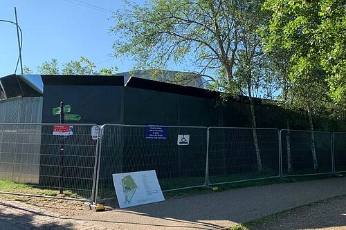 Tall barriers block access to Finsbury Park