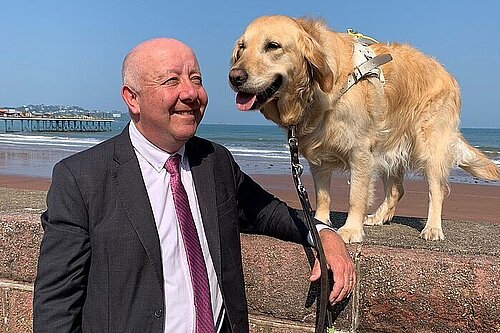 Steve Darling, Lib Dem MP and his guide dog Jennie