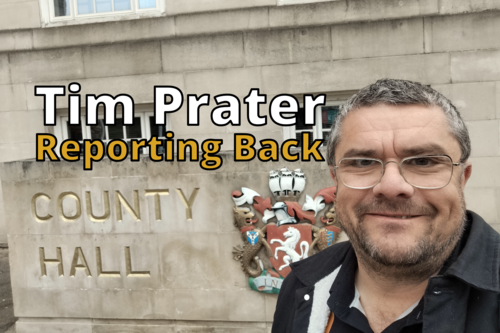 Tim Prater: Reporting Back (Tim Prater outside County Hall)