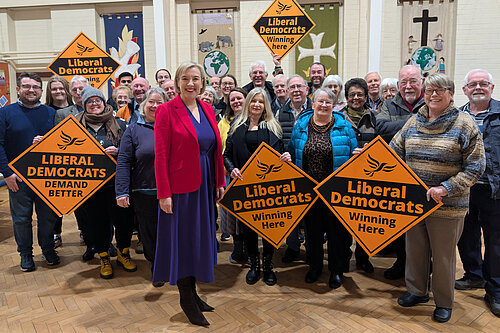 Lisa Smart MP and the local Liberal Democrat team at the reselection meeting. 