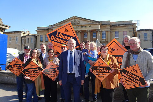 Lib Dem Leader Ed Davey outside the RBH.