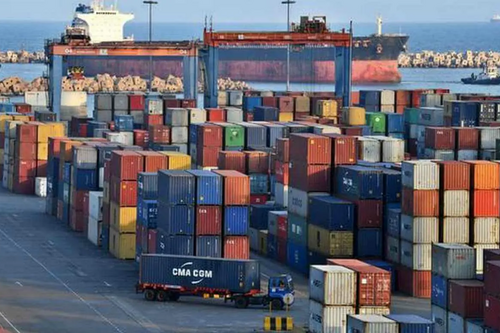 Containers at a port
