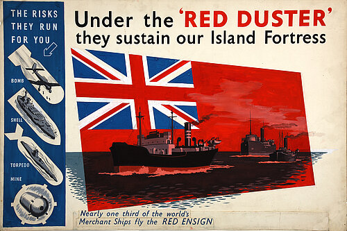 "Under the 'Red Duster' they sustain our Island Fortress. Nearly one third of the world's merchant ships fly the red ensign".
