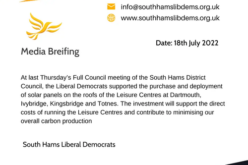 South Hams Statement 18/7/22