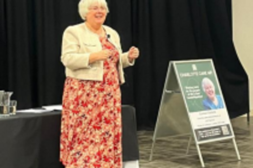 Charlotte Cane giving speech