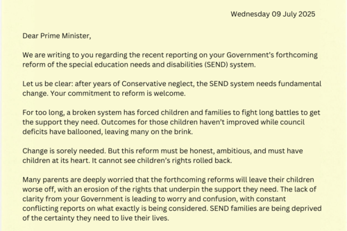 Ed Davey's letter to the Prime Minister on SEND reform.