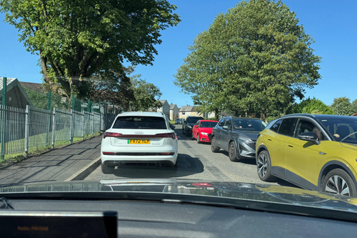 Cars blocked on Bentley Street