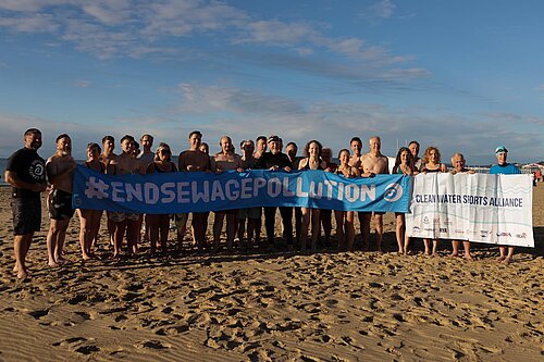 Lib Dem MPs go for a swim with Surfers Against Sewage on Bournemouth Beach