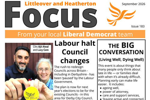 Sept 2026 Littleover and Heatherton Focus newsletter Front Page