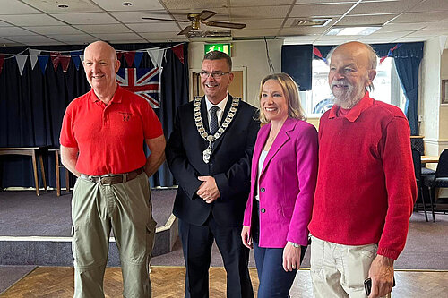 Helen Morgan with the Whitchurch Mayor and walking festival organisers