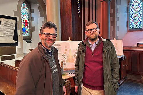 Freddie at St Mary's with Rev James Leach