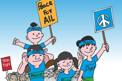 Peaceful protest cartoon