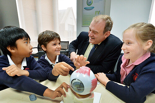 Ed Davey with a group of school children