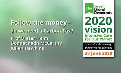 Image courtesy of greenlibdems.org.uk Follow the money - do we need a Carbon Tax? at GreenLibDem Conference 30th June 2020